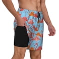thumbnail image 2 of Kdxio Flamingo Print Men's Swim Trunks with Compression Liner 7 Inch Inseam Quick Dry Swim Shorts, 2 of 7