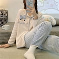 thumbnail image 4 of Pijama Kawaii de Hello Kitty para mujer, ropa de dormir de franela cálida de invierno, terciopelo Coral grueso, Cosplay de Sanrio, traje de Casa de dibujos animados, abrigo, 4 of 4