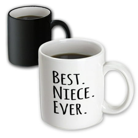 3dRose Best Niece Ever - Gifts for family and relatives - black text, Magic Transforming Mug,