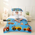 thumbnail image 2 of Castle Fairy Cartoon Construction Truck Twin Bedding for Kids, Cute Excavator Vehicle Duvet Cover Set for Bedroom, Bright Blue,2pcs,No Comforter, 2 of 6