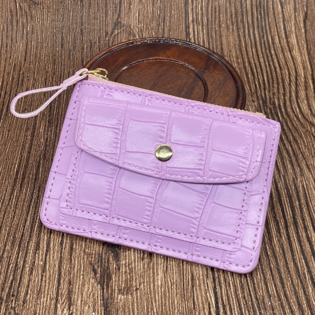Monedero con tarjetero y cremallera para mujer, color caramelo, estampado de cocodrilo, pequeño y fresco