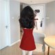thumbnail image 3 of Vestido corto de mujer con lazo y correa para el hombro, vestido corto ajustado de cintura alta ajustable para verano, principios de otoño, rojo, 3 of 8