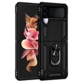 thumbnail image 2 of Compatible with Samsung Galaxy Z Flip 3 Case Built-in 360 Ring Holder Kickstand, Extreme Protection Military Armor Magnetic Car Dual Layer Protective Heavy Duty Phone Cover,Black, 2 of 8