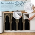 thumbnail image 5 of Double Arches Cabinet Curtains for Kitchen 28"W x 51"L, Vintage Traditional Black Gold Floral Symmetrical Under Sink Skirt Magic Tape Short Curtain Decorative Privacy Panel for Pantry Cabinet Opening, 5 of 9
