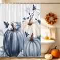thumbnail image 5 of Navy Blue Pumpkin Fall Shower Curtains for Bathroom, Thanksgiving Leaves Pastoral Waterproof Fabric Shower Curtain, Decorative Bathroom Curtain for Bathtub, 72"x72", No Hooks Included, 5 of 9