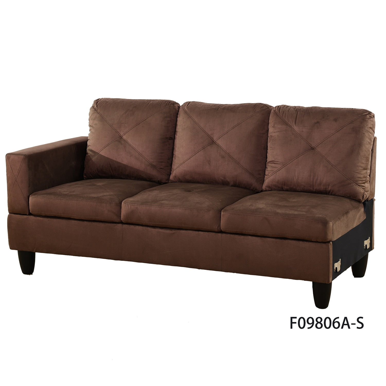 Hommoo Modern Sofa Set, L-Shaped Sectional Couch Set with Left Armrest for Living Room,Microfiber Living Room Sofa Set,Brown