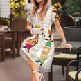 thumbnail image 3 of Easygdp Black African Woman para Vestido Transpirable de Mujer, Vestido Suelto de Manga Corta con Pliegues y Bolsillos para el Verano, 3 of 6
