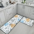 thumbnail image 2 of Floral Kitchen Rugs and Mats Non Skid Washable Set of 2, Grey Blue Orange Flowers Kitchen Floor Mats, Farmhouse Kitchen Runner Rug, Spring Kitchen Decor, 2 of 6