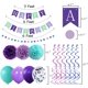 thumbnail image 4 of Decoraciones de cumpleaños de sirena para niñas y mujeres, 29 piezas de suministros para fiestas de cumpleaños, incluidas flores, pancarta de feliz cumpleaños, guirnalda de puntos, remolinos, 4 of 5