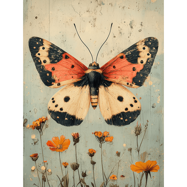 Qisvanset Framed Canvas Wall Art, 12x16 Inch Vintage Moth Cottage Core Apartment Wall Decor