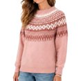 thumbnail image 3 of JUUNthy Sweater for Womens, Striped Knitted Crewneck Long Sleeve Fashion Fall Winter Clothes Tops Pink 3XL, 3 of 5