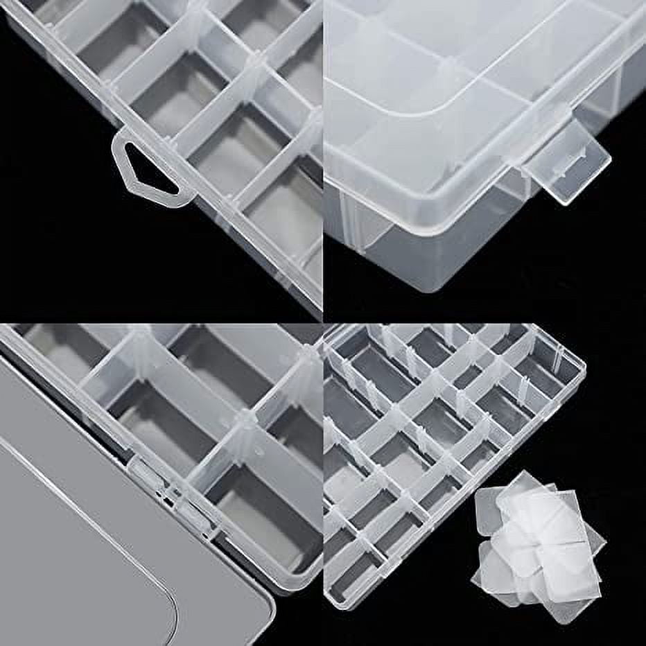Namzi 36 Grids Clear Plastic Bead Organizer Jewelry Storage Box for Bead Storage, Felt Board Letters, Fishing Tackle, Loom Bands, Craft, Rock Collection with Adjustable Dividers (4 Packs)