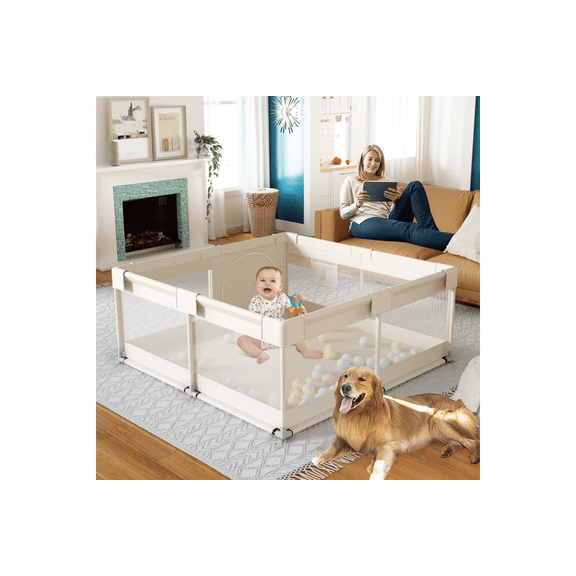 Baby Playpen, Playpen for Babies & Toddlers, 47 x 47" Small Baby Play Pen