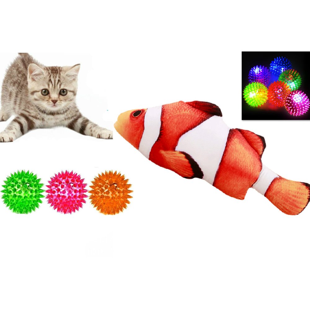Realistic Moving Fish Cat Toy Plush Simulation Flopping Fish with Light