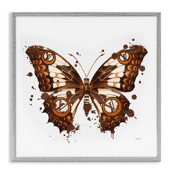 Stupell Industries Art Deco Modern Glam Butterfly Gray Framed Giclee Art, 17 x 17, by Amanda Greenwood