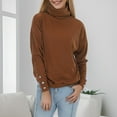 thumbnail image 2 of Sweaters For Women Turtleneck Solid Color Cufflink Loose Long Sleeve Casual O Neck Knit Pullover Sweater Tops, 2 of 7
