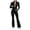 Black, variant on Tqcoqu Women's Solid 2 Piece Yoga Outfit,Zip Up Cropped Jacket & High Waist Flare Long Pants,Stretch Athletic Workout Plus Size Tracksuit Set for Women,Black Women's S-XXXXXL