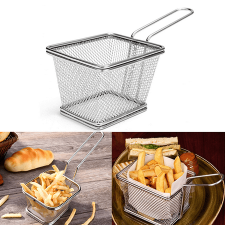 Meigar Frying Basket Stainless Steel Mini French Deep Fryers Basket Net Mesh Fries Chip Kitchen (Best Deep Fat Fryer For Chips)