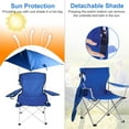 thumbnail image 2 of TeqHome Camping Chair with Canopy Shade Folding Beach Chair Support 220lbs with Adjustable Arm Cup Holder Detachable Umbrella Blue, 2 of 10