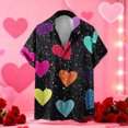 thumbnail image 2 of Stamzod Valentines Button Up Short Sleeve Shirts For Men 2026 Summer Lover Heart Printed Hawaiian Shirt Casual Vacation Beach Clothes For Men Multicolor L, 2 of 5