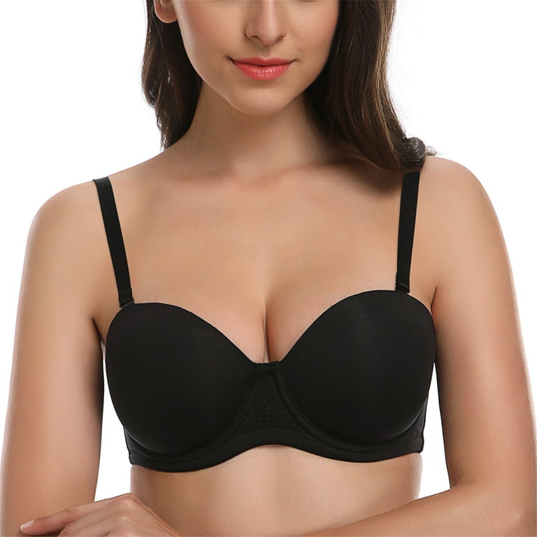 Exclare Women's Multiway Strapless Bra Full Figure Underwire Contour Beauty  Back Plus Size Bra(Black,34DDD) 
