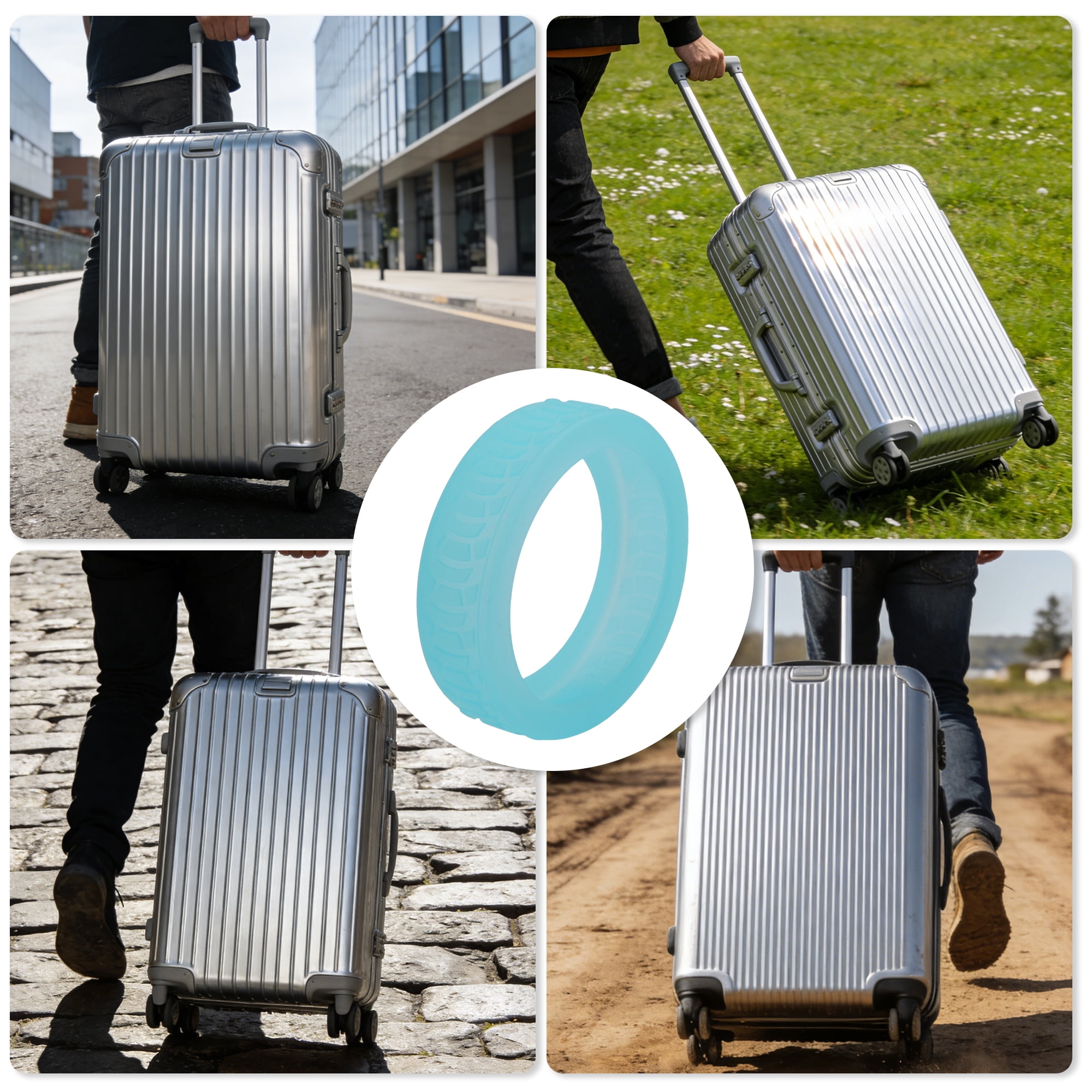 Unique Bargains Durable Convenient Luggage Wheel Covers for Travel 4Pcs Bright Blue