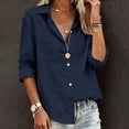 thumbnail image 3 of TGSLY Women's Button-Down Shirts Lightweight Soft Collared Solid Color Cotton Blouses Dressy Casual Roll Tab Long Sleeve Tops with Chest Pocket XXXL, 3 of 6