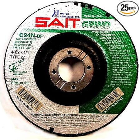 

20082 Type 27 7-Inch x 1/4-Inch x 7/8-Inch 8500 Max RPM C24N - Concrete Depressed Center Grinding Wheels 25-Pack