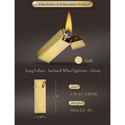 Swiss Vintage Brass Soft-Flame Kerosene Lighter, Refillable, Compact, Grinding Wheel, Unique, Gift Box, Thorens Long Fellow - Inclined Wheel Ignition