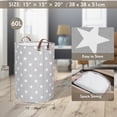 thumbnail image 3 of Lifesela 20-Inches Large Laundry Basket, Collapsible Laundry Hamper with Leather Handles, Dirty Clothes Hamper with Drawstring Closure Waterproof Laundry Bin (Grey), 3 of 7