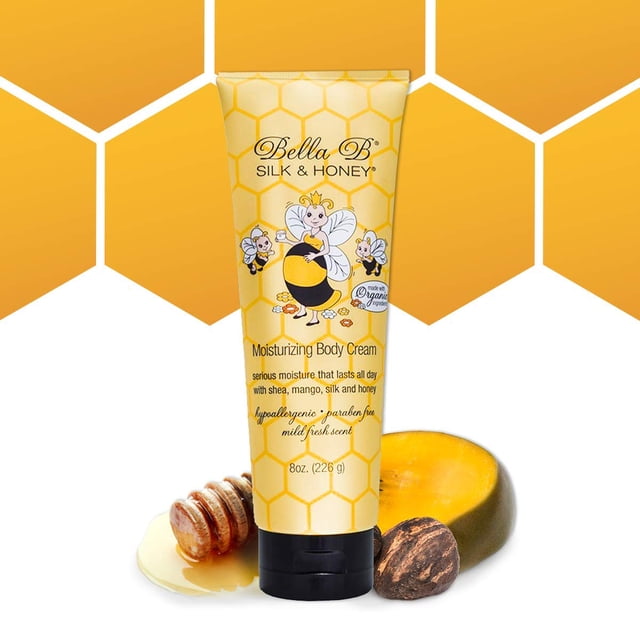 BELLA B Silk & Honey 8 oz - Loción hidratante segura para el embarazo - Fabricada con ingredientes naturales - Úselo dos veces al día para una piel suave y húmeda