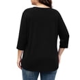 thumbnail image 5 of Tops for Women 3/4 Sleeve V Neck Plus Size Solid Color Casual Breathable Top, 5 of 9