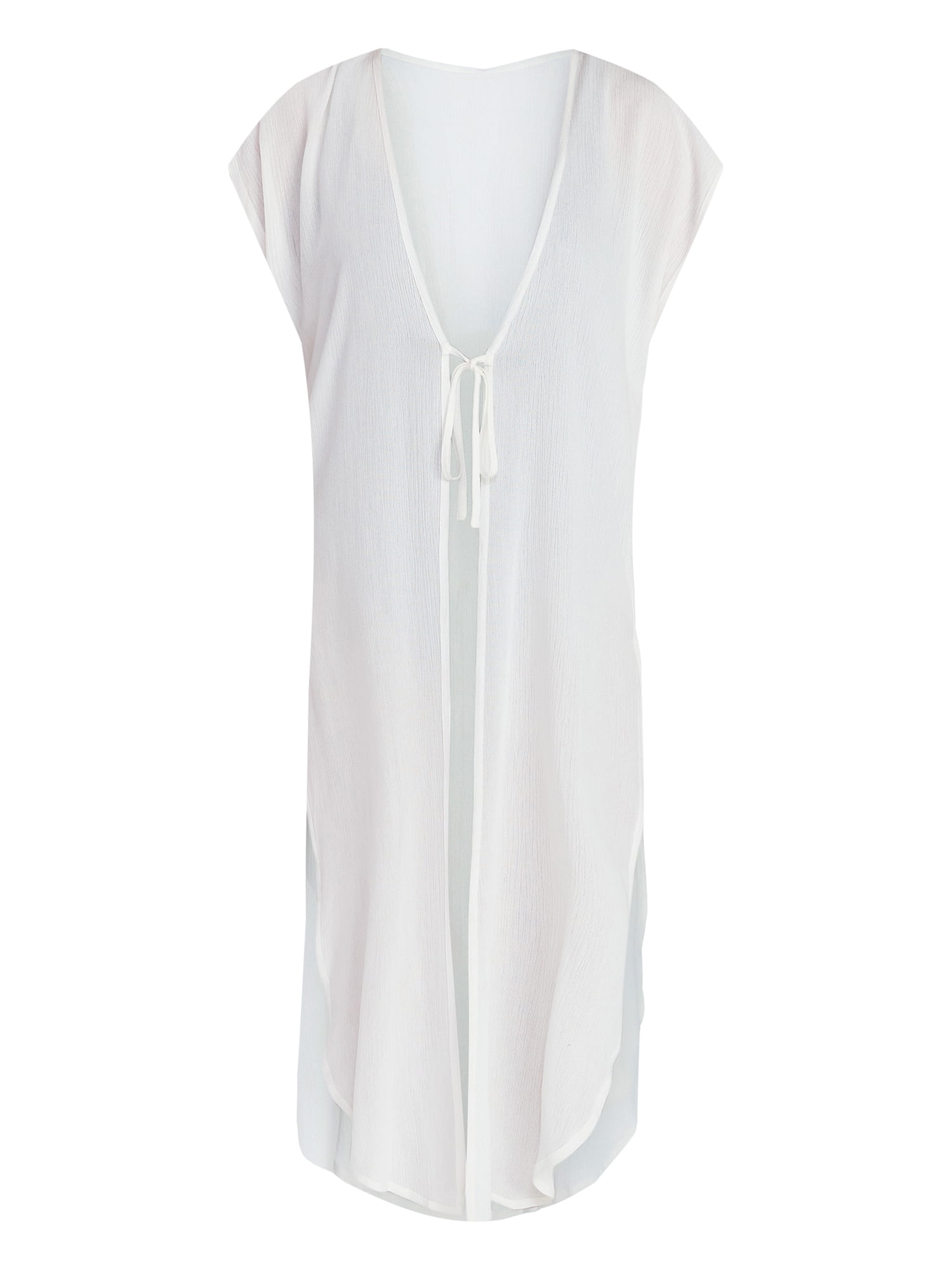 Time and Tru Women's Tie Front Coverup, Size S/M, Winter White