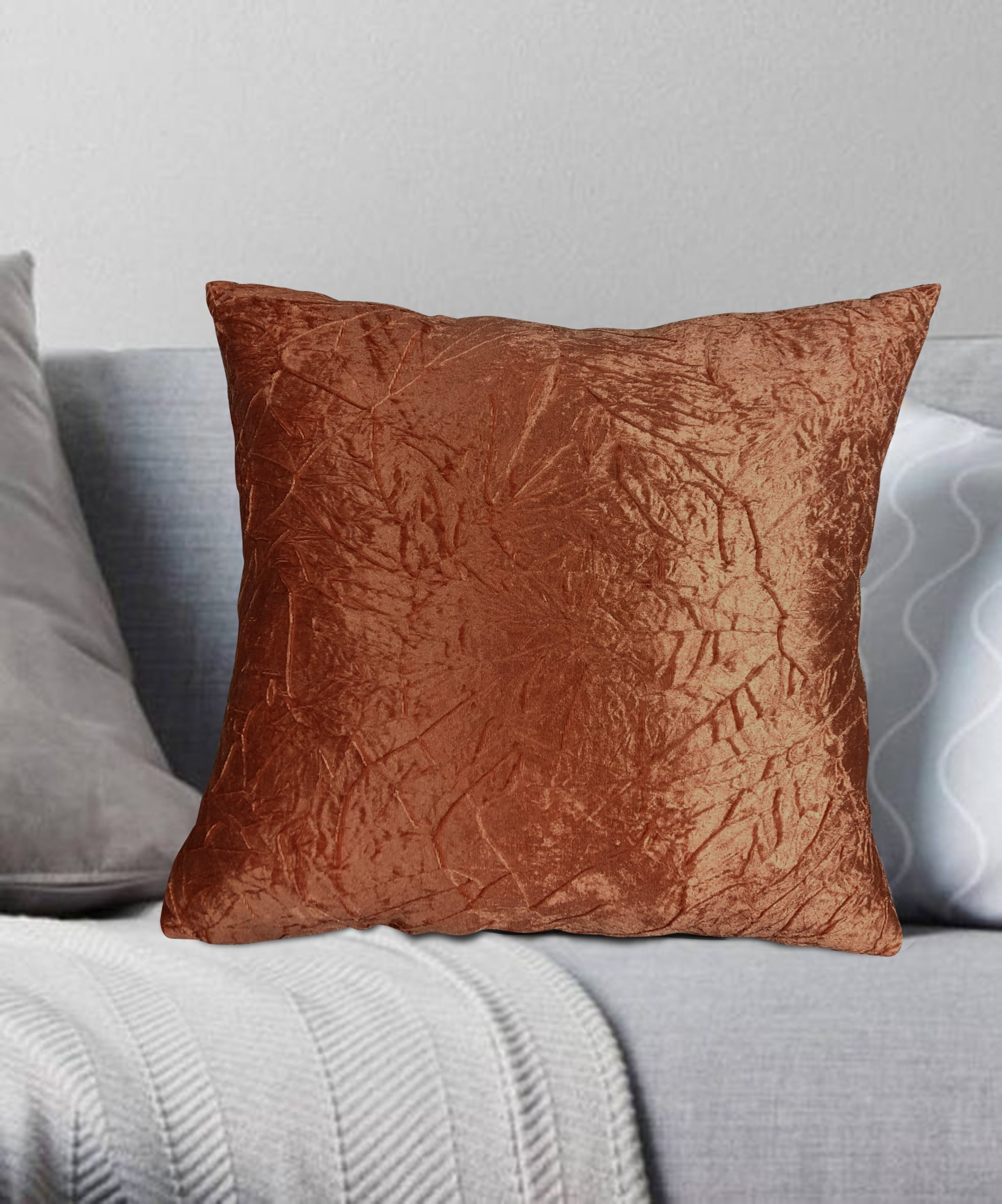 Nile Crushed Velvet Decorative Pillow 18"x18" Brick Red