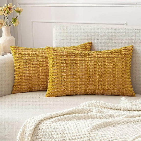 High-Quality Polyester Corduroy Velvet For Easy Cleaning, Softness And Durability, Modern Farmhouse Decor Boho Striped Design (30 X 50 Cm)