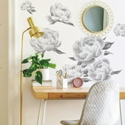 RoomMates Gray Peony Giant Peel and Stick Wall Decals, Adults