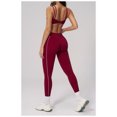 thumbnail image 4 of PISONIC Women Workout Sets Color Block Twist Back Layered Sports Bra Twist Waist Leggings Gym Yoga Outfits, 4 of 6