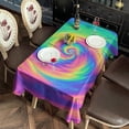 thumbnail image 2 of Rainbow Tie Dye Spiral Pattern Rectangle Tablecloth 60"x120",Waterproof Polyester Rectangle Table Cloth, Wipeable Spillproof Polyester Tablecloth for Dining, Camping, Indoor and Outdoor, 2 of 5