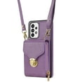 thumbnail image 6 of for Samsung Galaxy A52 5G/4G Case Wallet with Shoulder Strap for Women - Crossbody Lanyard,Zipper Pocket,Credit Card Holder,Shockproof - Metal Buckle Closure Premium PU Leather Case, Purple, 6 of 10