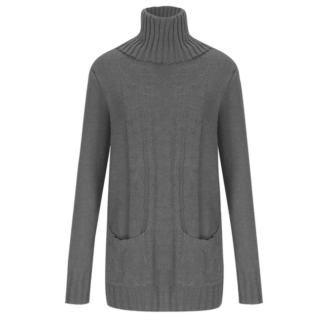 Yuyuzo Chandail Oversize pour Femmes Col Roulé Manches Longues Tricoté Confortable Couleur Unie
