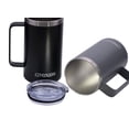thumbnail image 4 of Ezprogear 24 oz Olive Green Stainless Steel Coffee Mug Camping Tumbler Double Wall Vacuum Insulated with Straws, Handle and Lid, 4 of 7