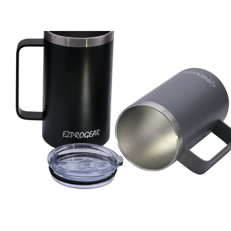 Ezprogear 24 oz. Navy Gray Stainless Steel Coffee Mug Beer Tumbler Double  Wall Vacuum Insulated with Handle and Lid 