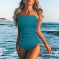 thumbnail image 2 of WAYUTE Women One Piece Swimsuits Strapless Solid Color Slim Fit Comfortable Bandeau Bathing Suit Swimwear, 2 of 5