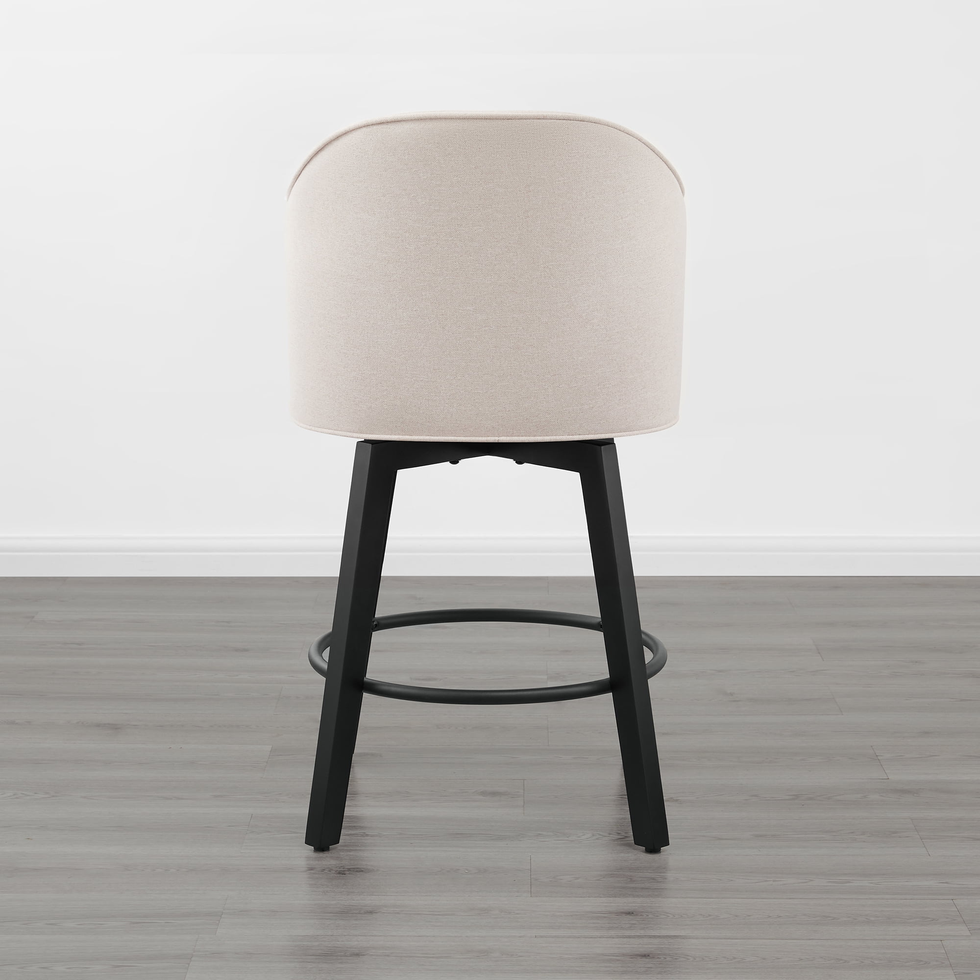 Spruce & Spring Counter Height Swivel Bar Stool with Curved Back and Arms Single, Beige, Fabric
