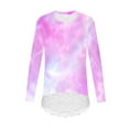 thumbnail image 5 of AINIYS Girls Crewneck Pullover Long Sleeve Loose Soft Swing T-Shirt Trendy Tie-Dye Irregular Hem Lace Sweatshirt Pink 8-9Years, 5 of 5