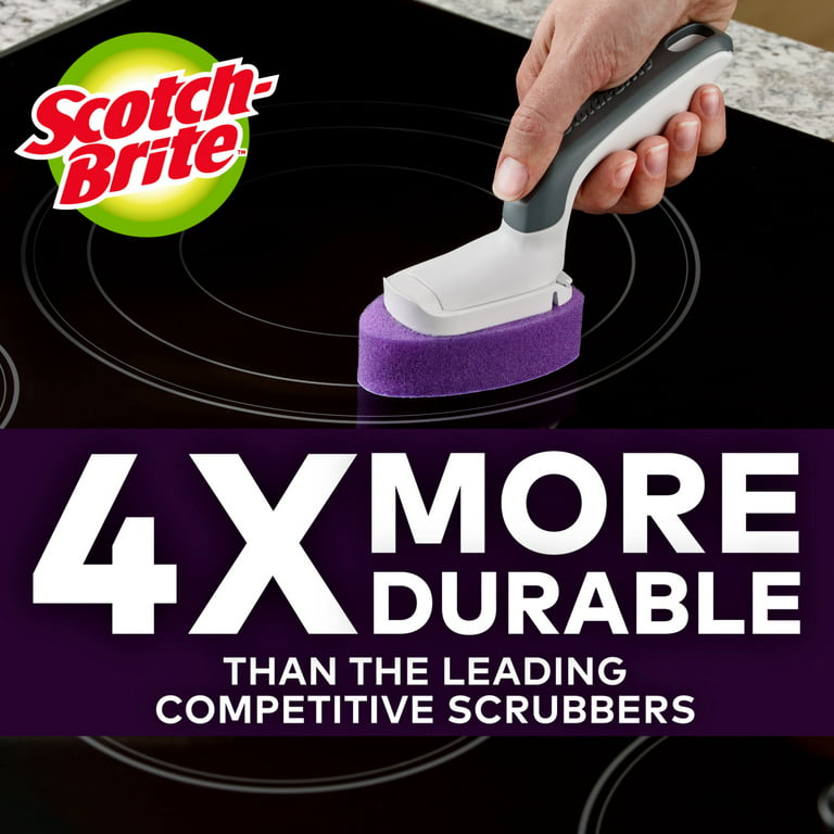 Scotch-Brite Glass Cooktop Wand with Refill Pads, Cleans With Just Water,  Tackle Burnt-On Messes, 1 Wand and 2 Replacement Heads