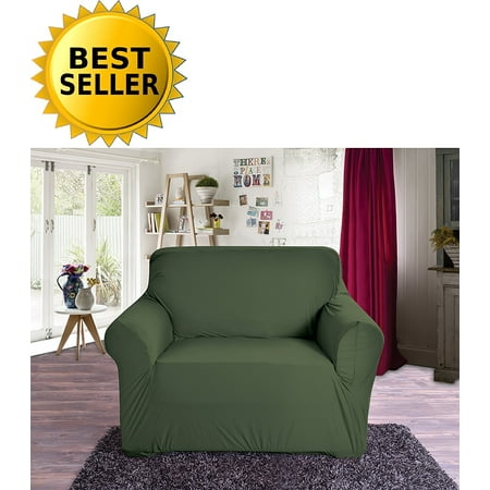 Cheap Luxury Furniture Celine Linen Collection Luxury Soft Furniture Jersey STRETCH SLIPCOVER, Chair Sage-Green ()