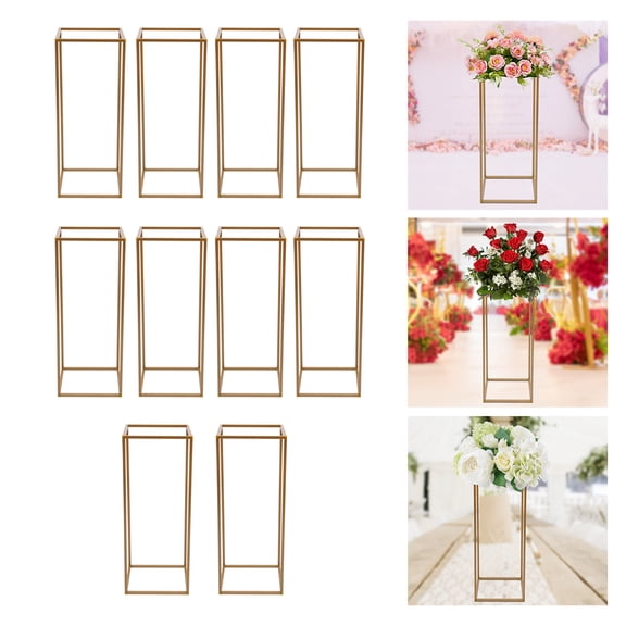 10PCs Flower Stands 23.62inch Tall Wedding Flower Stand Modern Metal Flower Stand Gold Geometric Flower Vase Stand with Hammer