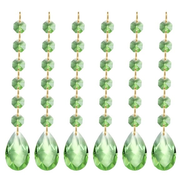 Uxcell Teardrop Crystal Chandelier Pendants Beads, 6 Pack 160mm Length 38mm Prisms Parts Green