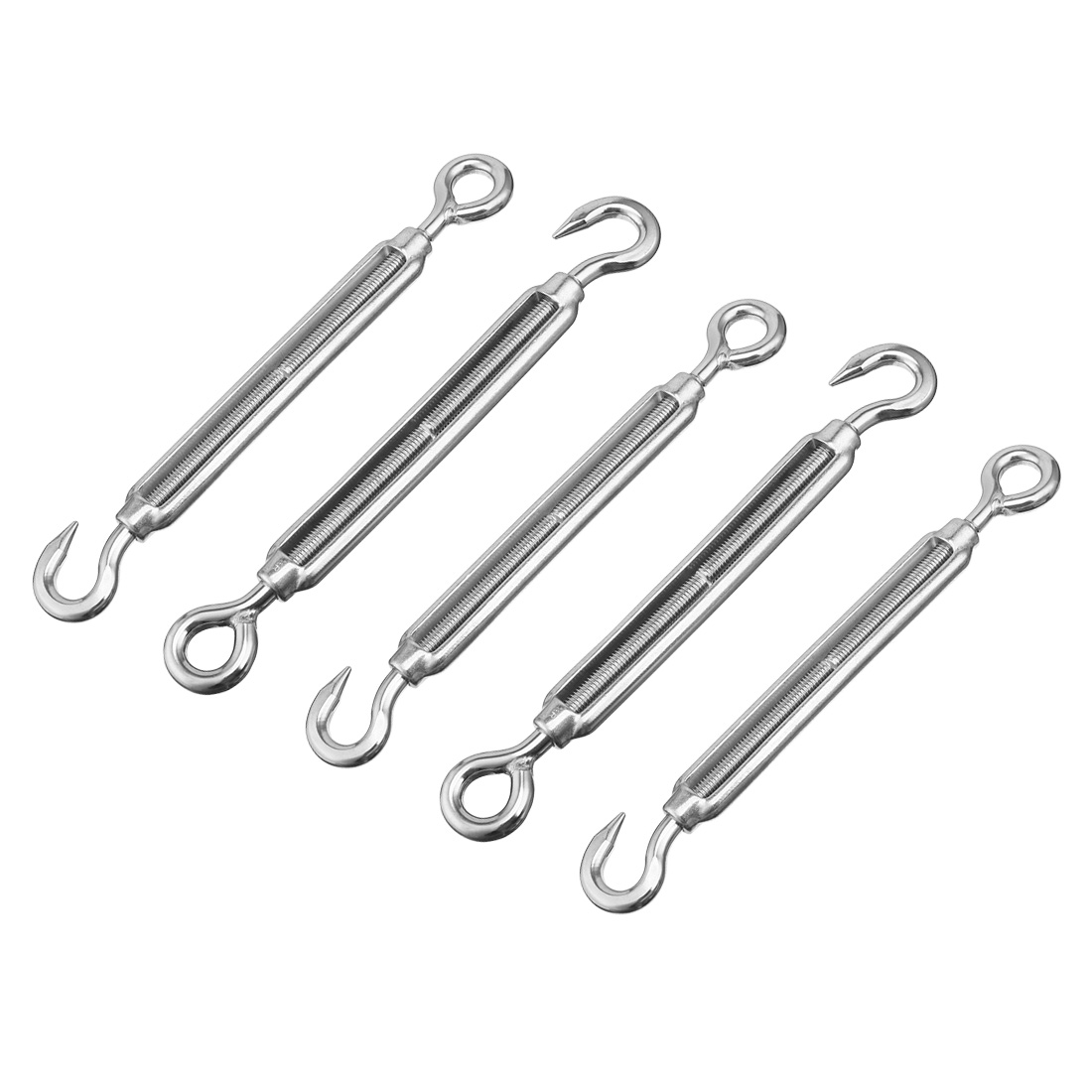 M8 Stainless Steel 304 Hook & Eye Turnbuckle Wire Rope Tension 5pcs